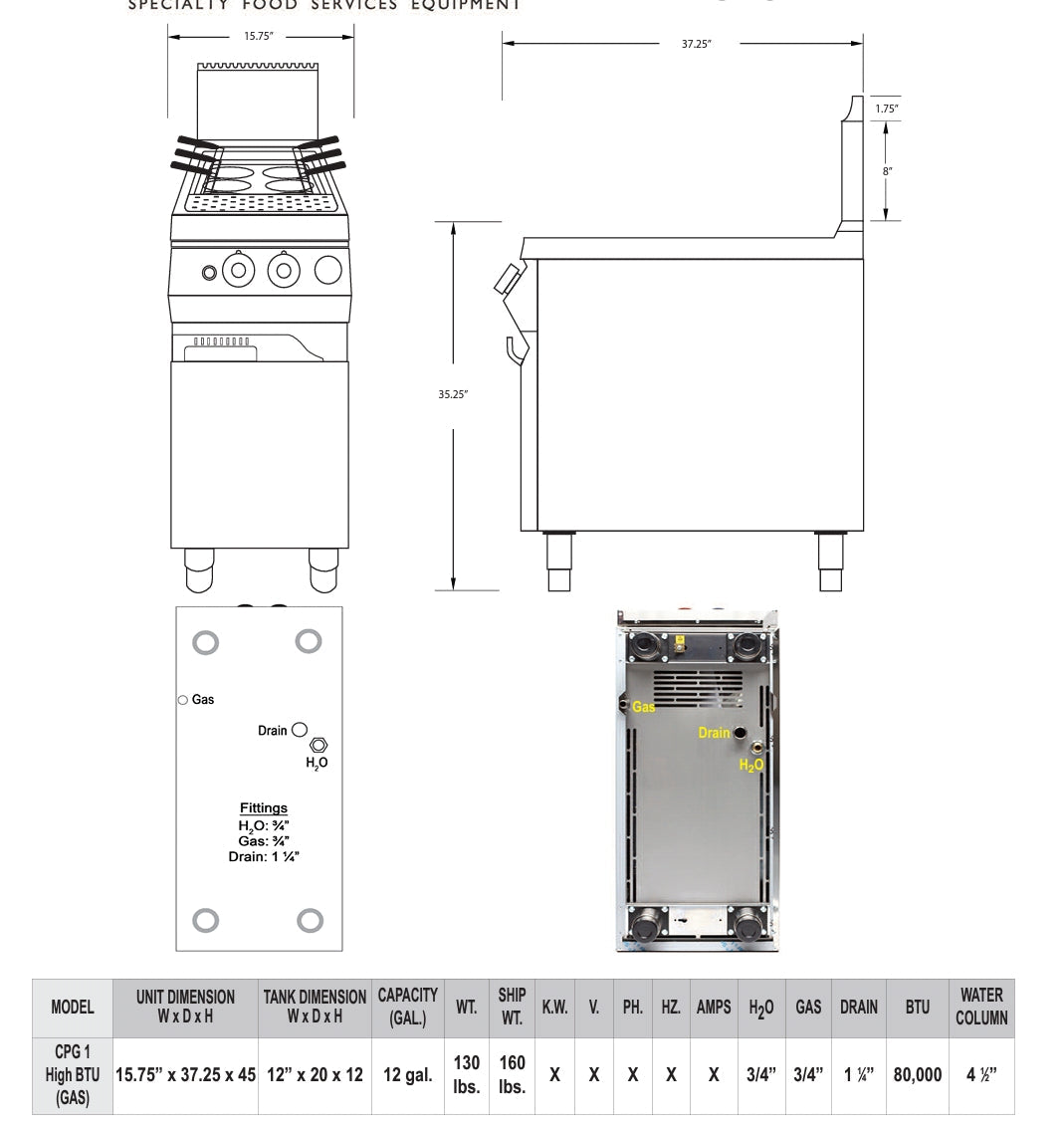 CPG1 Single Chamber Pasta Cooker