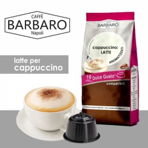 Milk For Cappuccino: Box 100 Capsule Caffè Barbaro Latte per Cappuccino compatible Dolce Gusto